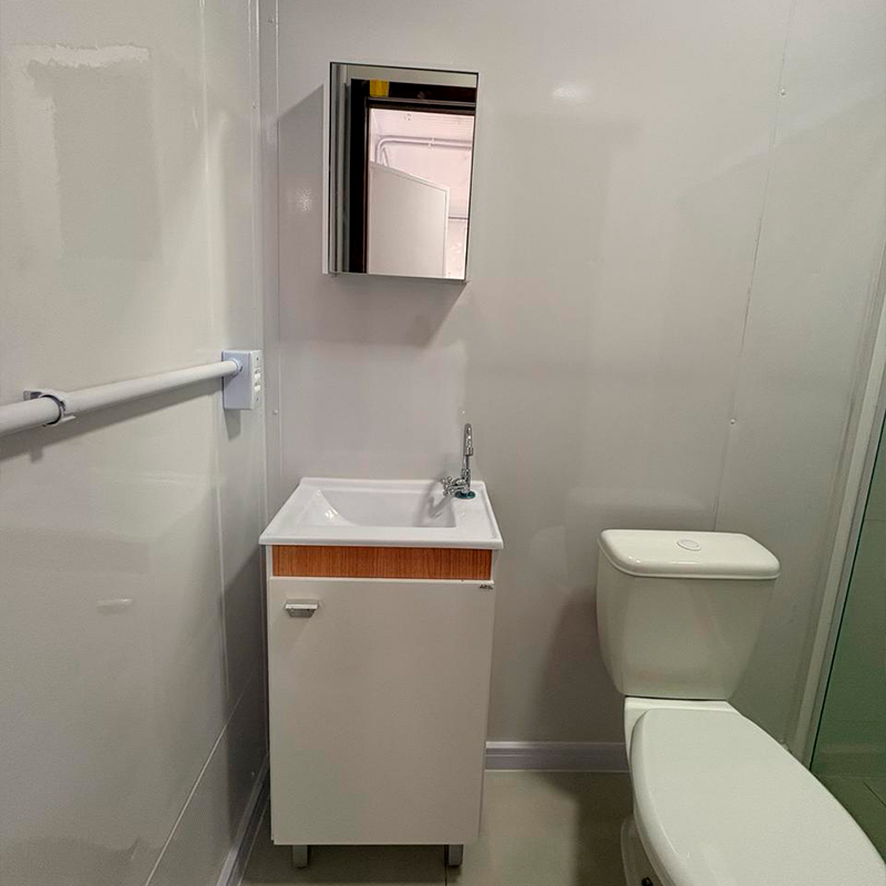 Kitnet modular com revestimento em madeira