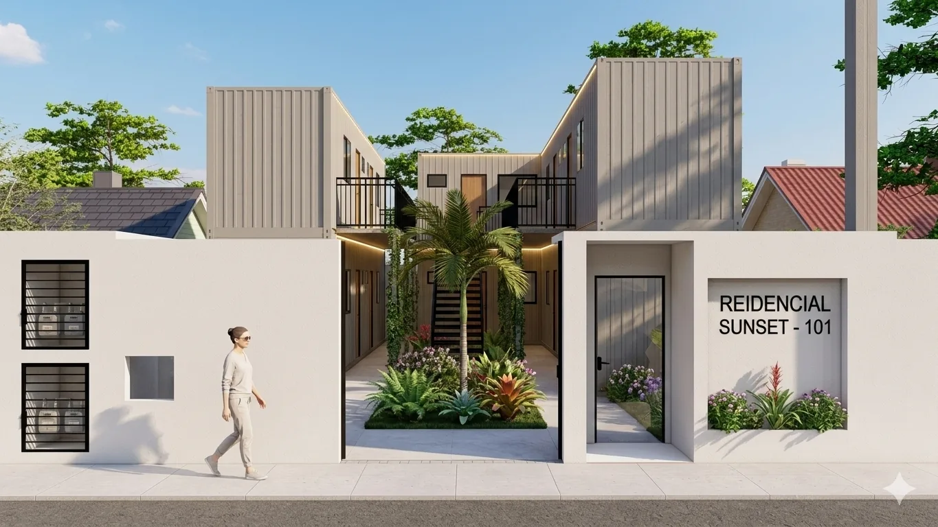 Fachada condomínio modular XP Containers
